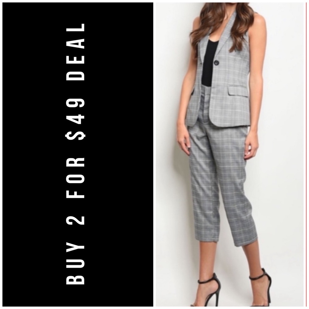 LAST3️⃣//CHECKED PANTS VEST SET